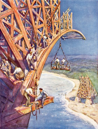Como o construtor de pontes faz as suas conquistas (cor litho) de C. Dudley Tennant