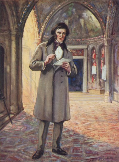 John Ruskin em Veneza (cor litho) de C. Dudley Tennant