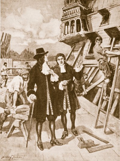 Pedro, o Grande, no estaleiro do Deptford (litho) de C. Dudley Tennant