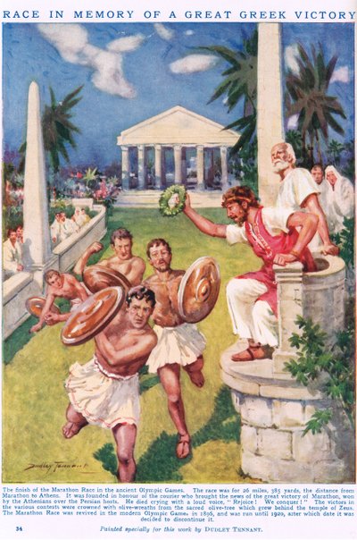 A Maratona: Corrida em Memória de uma Grande Vitória Grega, ilustração do 