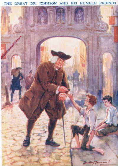 O grande Dr. Johnson e os seus humildes amigos (cor litho) de C. Dudley Tennant