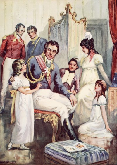 Wellington na véspera de Waterloo (cor litho) de C. Dudley Tennant