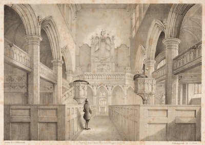 O Interior de St. Peters, Wolverhampton, gravado por I. Shaw, 1848 de C. J. Greenwood