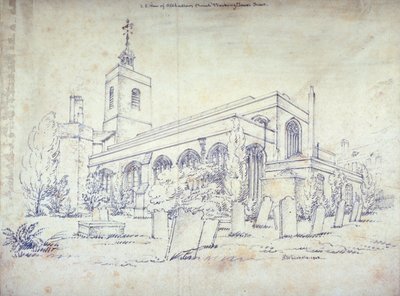 Igreja All Hallows-by-the-Tower, Londres, 1803 de C John M Whichelo