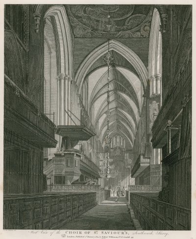 Vista oeste do Coro da Igreja de São Salvador, Southwark, Surrey de C. John Mayle Whichelo