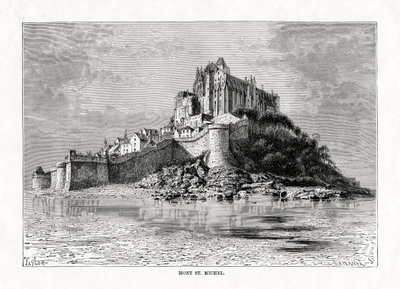 Mont-Saint-Michel, Normandia, França, 1879 de C. Laplante