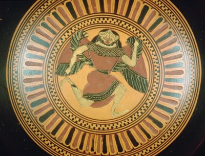 Copa ática de figuras negras decorada com gorgon em execução (cerâmica) de C Painter