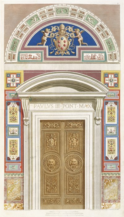 Porta de entrada para a Loggia de Rafael no Vaticano, 1772 de C. Savorelli