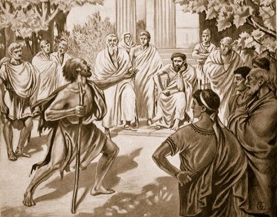 Diógenes e Platão, ilustração da Hutchinsons História das Nações, 1915 de C. Titus