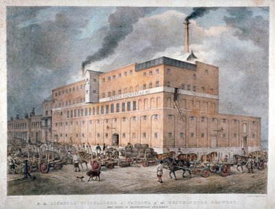 Cervejaria Westminster Ale e Porter na Horseferry Road, Londres, c1840. de C Warren