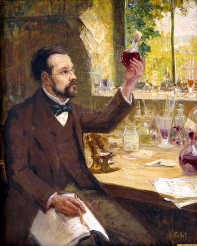 Louis Pasteur estudando a fermentação do sumo de uva de Callot Callot