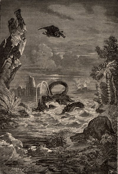 Terra durante o tempo dos dinossauros de Camille Flammarion