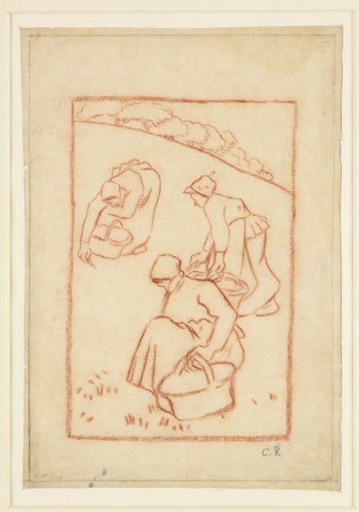 Estudo composicional para "Women weeding the grass" de Camille Jacob Pissarro