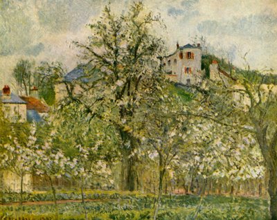 Horta com árvores de fruto em flor, 1877, 1939. de Camille Jacob Pissarro
