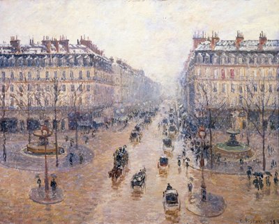 A Avenida da Ópera. Neve Manhã, 1898 de Camille Jacob Pissarro