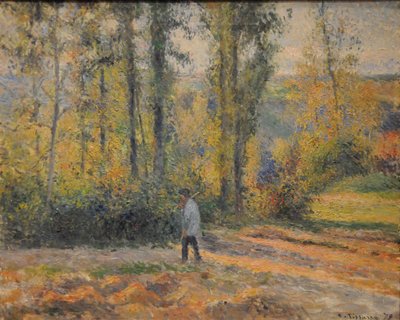 Paisagem com um caçador, Pontoise Paisagem em Pontoise com um caçador, 1879 de Camille Jacob Pissarro
