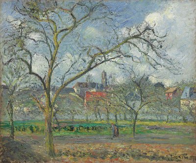 Pomar em Saint-Ouen-l "Aumone no inverno; Pomar em Saint-Ouen-l" Aumone no inverno, 1877 de Camille Jacob Pissarro