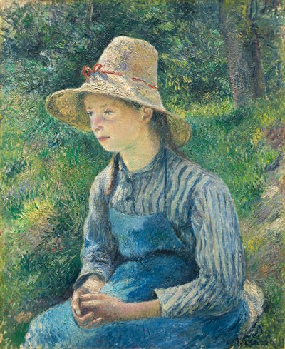 Camponesa com um chapéu de palha, 1881 de Camille Jacob Pissarro