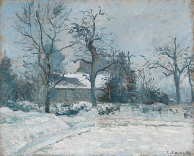 Casa de Piette em Montfoucault, Snow Effect, 1874 de Camille Jacob Pissarro