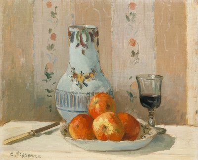Natureza morta com maçãs e jarro. 1872 de Camille Jacob Pissarro