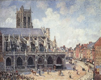 A Igreja de Saint Jacques em Dieppe, no sol da manhã; A igreja de Saint-Jacques em Dieppe Morning, Sun, 1901 de Camille Jacob Pissarro