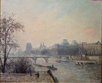 O Sena e o Louvre (óleo sobre tela de Camille Jacob Pissarro