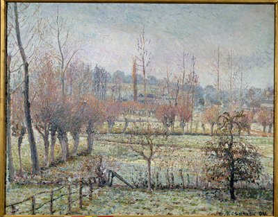 Efeito geada branca, de manhã ou neve em Eragny. Pintura de Camille Pissarro (1830-1903) de Camille Jacob Pissarro