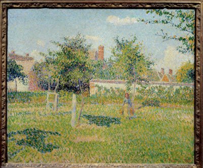 Mulher em Pano ou "Primavera Sol na Pré de Eragny" Pintura de Camille Pissarro (1830-1903) 1887 Sol. 0,54x0,65 m Paris, musee d