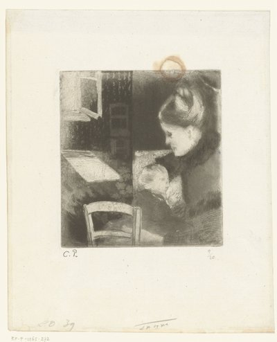 Mulher de enfermagem Enfant têtant sa mère de Camille Jacob Pissarro