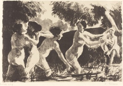 Bathers Wrestling (Baigneuses luttants) de Camille Pissarro