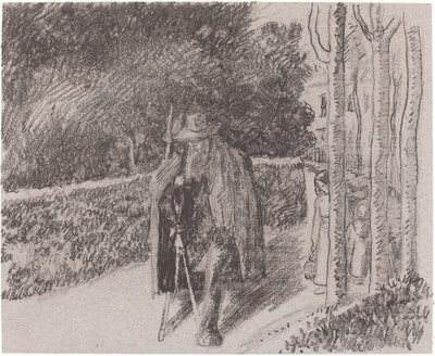 Mendigo com uma muleta (Mendiant a la bequille) de Camille Pissarro