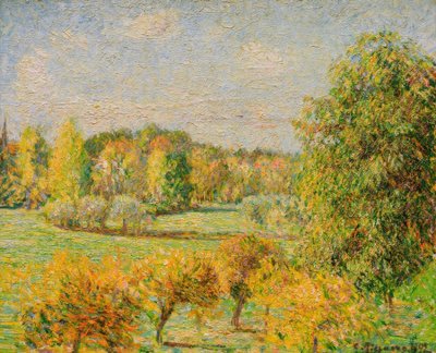 Efeito outono, a nogueira, Eragny de Camille Pissarro