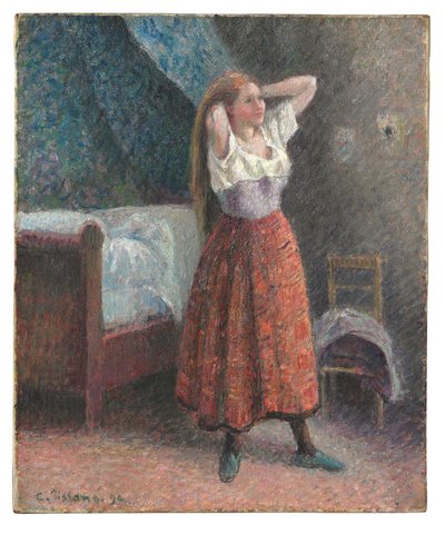 Mulher a arranjar o cabelo de Camille Pissarro