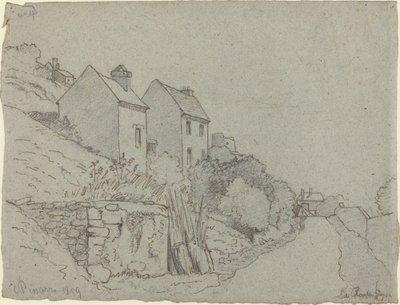 Casas à beira da estrada, 1859. de Camille Pissarro