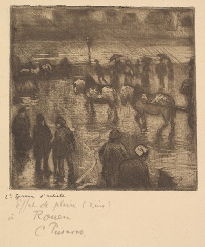 Impressões de Rain, Rouen, 1883. de Camille Jacob Pissarro