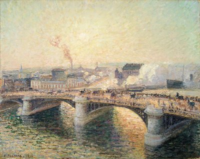 Le Pont Boieldieu, Rouen, Soleil Couchant [O Pont Boieldieu ao pôr do sol], 1896. de Camille Pissarro