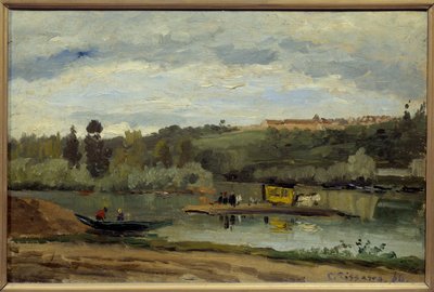 O Ferry em Varenne Saint Hilaire (Saint-Hilaire) Pintura de Camille Pissarro (1830-1903) 1864 Dim 0,27x0,41 m Paris, musee d