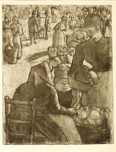 Mercado de legumes em Pontoise de Camille Pissarro