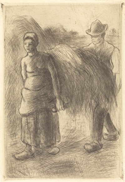 Camponeses carregando feno de Camille Pissarro