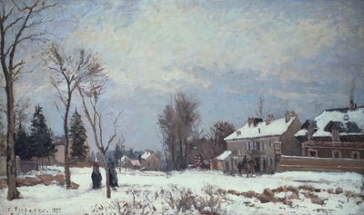 Estrada de Versalhes a Saint-Germain, Louveciennes e Efeitos da Neve de Camille Pissarro