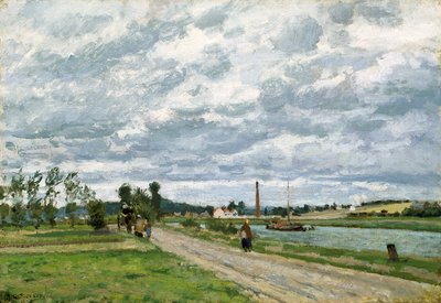Os Bancos do Oise perto de Pontoise (óleo sobre tela) de Camille Pissarro