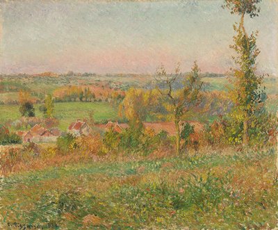 As colinas de Thierceville, vistas da Country Lane, arredores de Eragny; Os Coteaux de Thierceville, vistos da adega, perto de Eragny, 1884 de Camille Jacob Pissarro