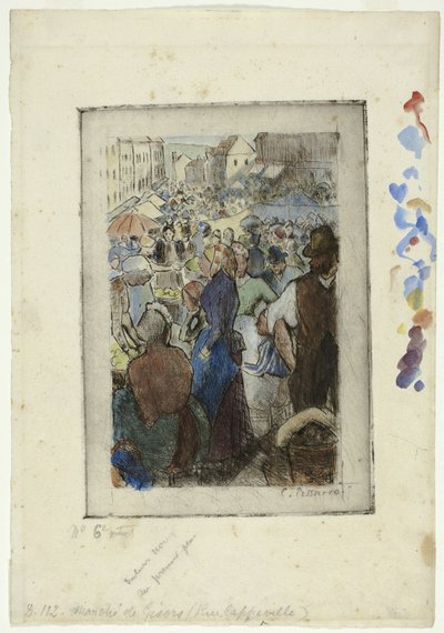 O Mercado em Gisors; Rue Cappeville de Camille Pissarro