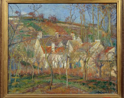 Os telhados vermelhos, canto da aldeia, inverno de Camille Pissarro