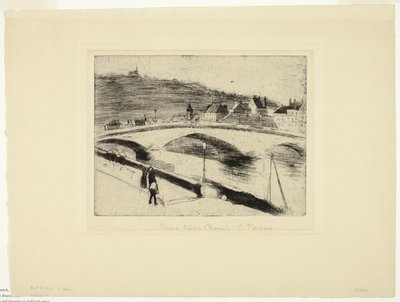 A ponte de pedra em Rouen de Camille Pissarro