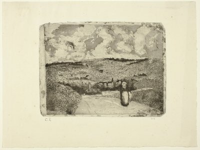 A mulher na estrada de Camille Pissarro