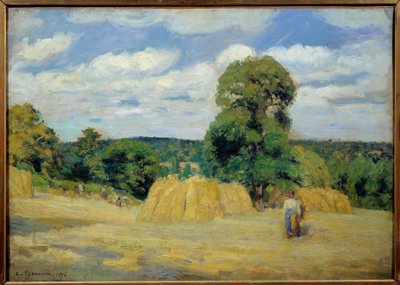A colheita em Montfoucault em Mayenne Pintura de Camille Pissarro (1830-1903) 1876 Sol. 0,65x0,92 m Paris, musee d