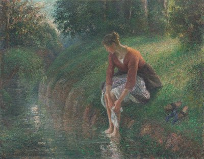 Mulher banhando os pés em um riacho, 189495. de Camille Pissarro