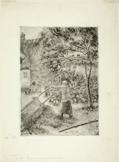 Mulher esvaziando um carrinho de mão de Camille Pissarro
