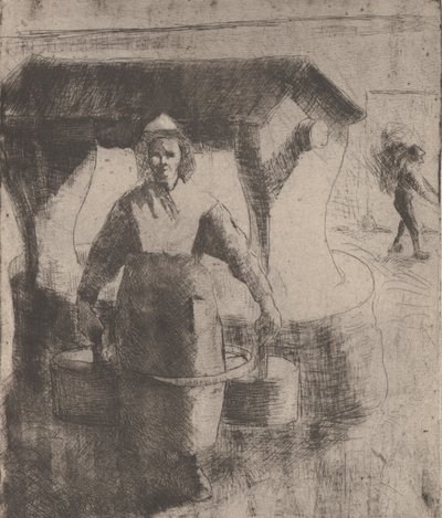 Mulher em um poço, 1891. de Camille Pissarro